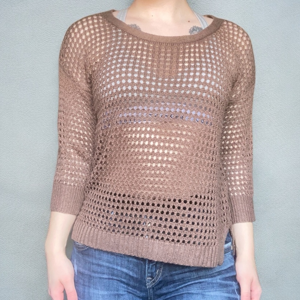 Vioblu Knit See Through Brown Sweater